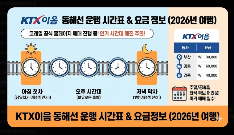KTX이음 활용법 동해안 기차 여행 꿀팁