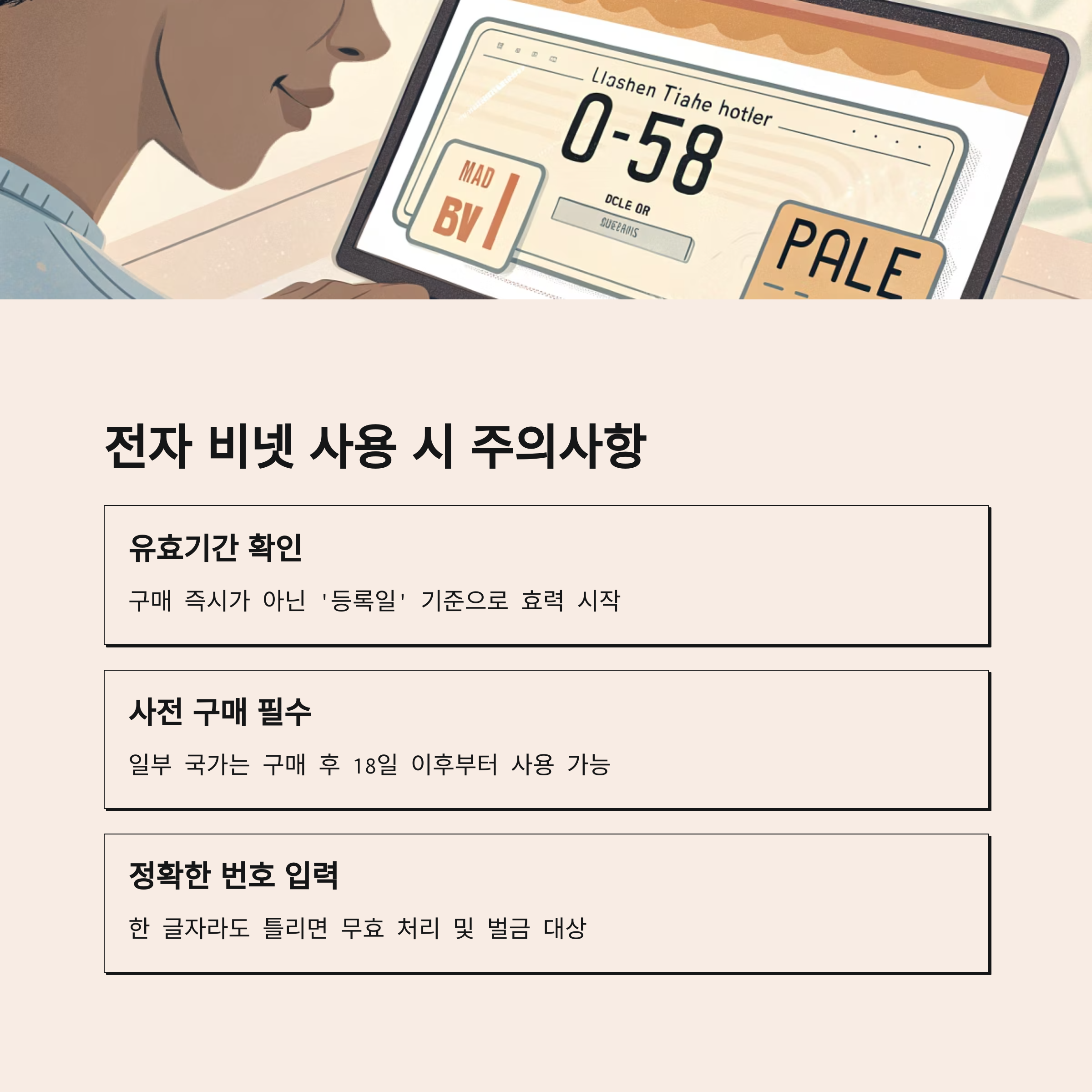 전자 비넷 사용 시 주의사항