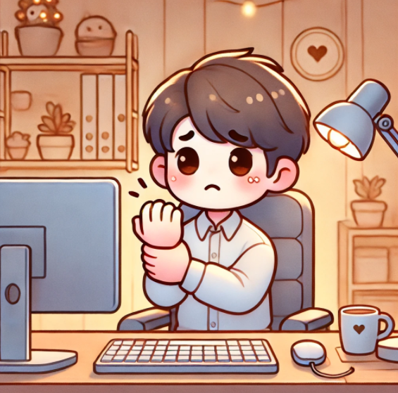 손목이 아픈 직장인 이미지