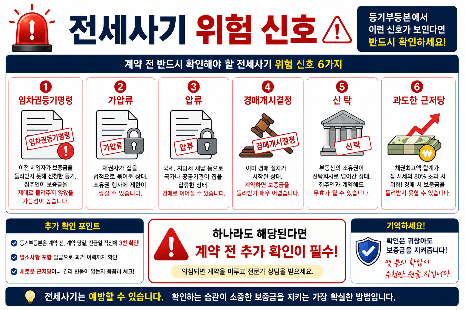 임차권등기명령 가압류 신탁 등 전세사기 위험 신호 예시