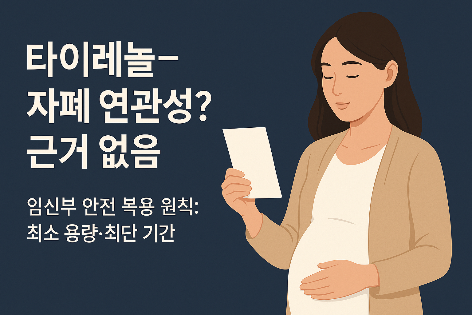 임신부가 약봉투를 살피는 장면, ‘타이레놀–자폐 근거 없음’ 헤드라인