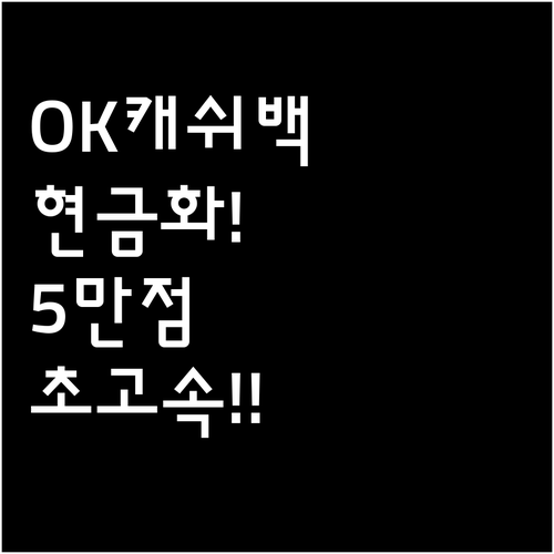 OK캐쉬백 현금화 기준 5만 점 빠르..