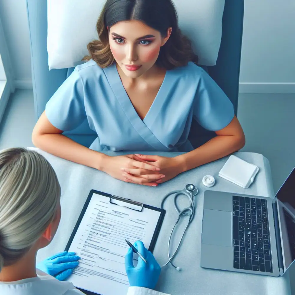 성형외과에서 상담을 받는 사람의 모습