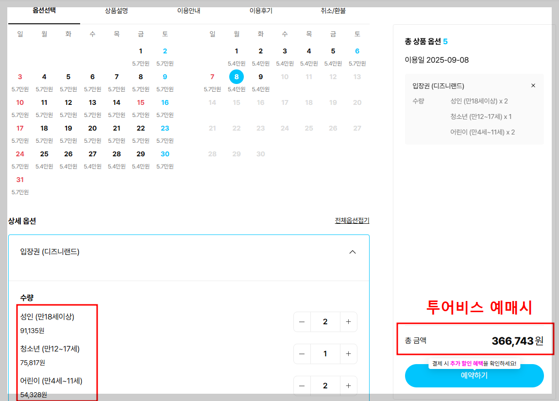 디즈니랜드_투어비스_예매가격_사진