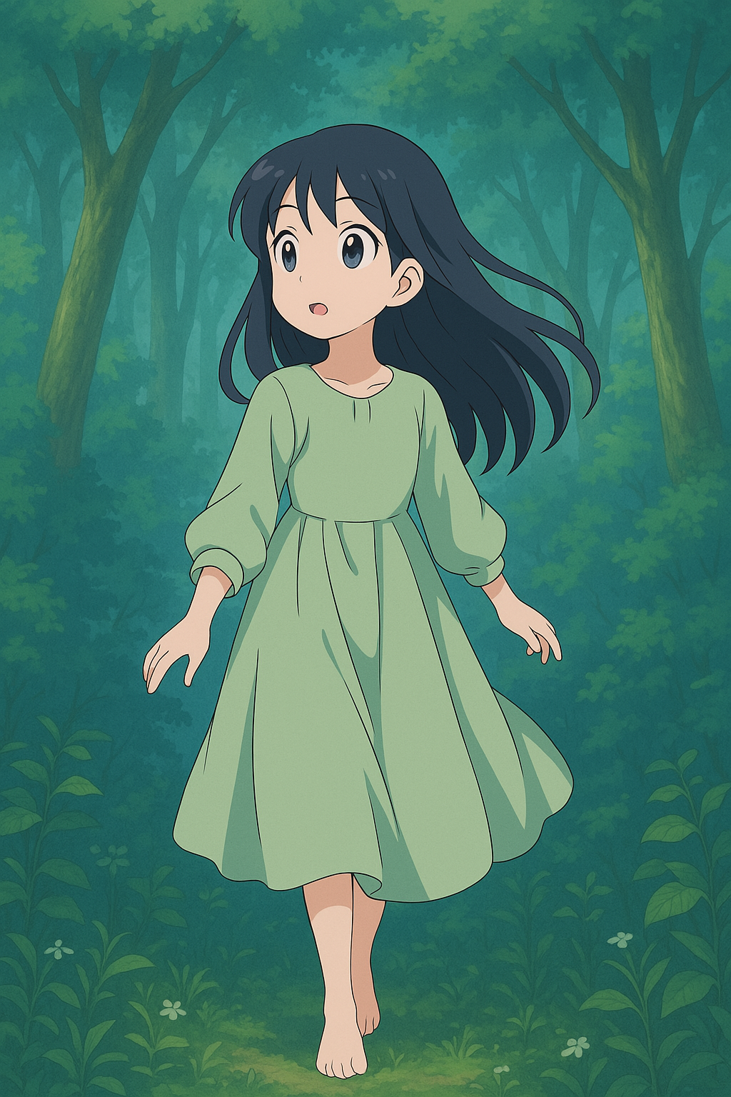 만화 속에 나오는 애니메이션 스타일의 소녀