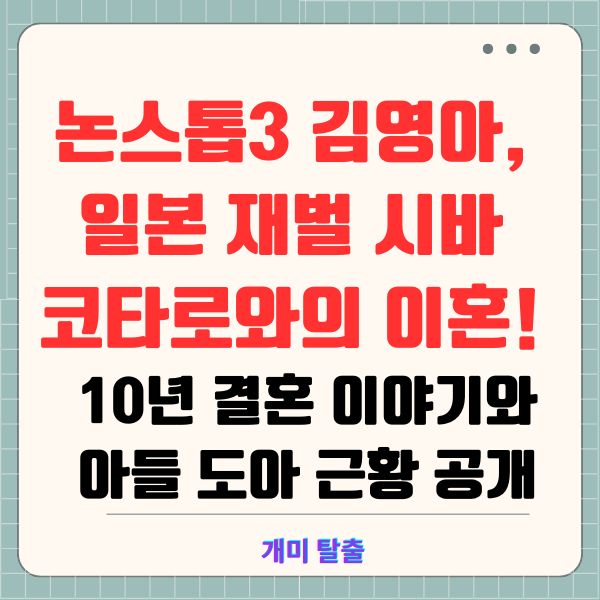 논스톱3 김영아, 일본 재벌 시바 코타로와의 이혼! 10년 결혼 이야기와 아들 도아 근황 공개