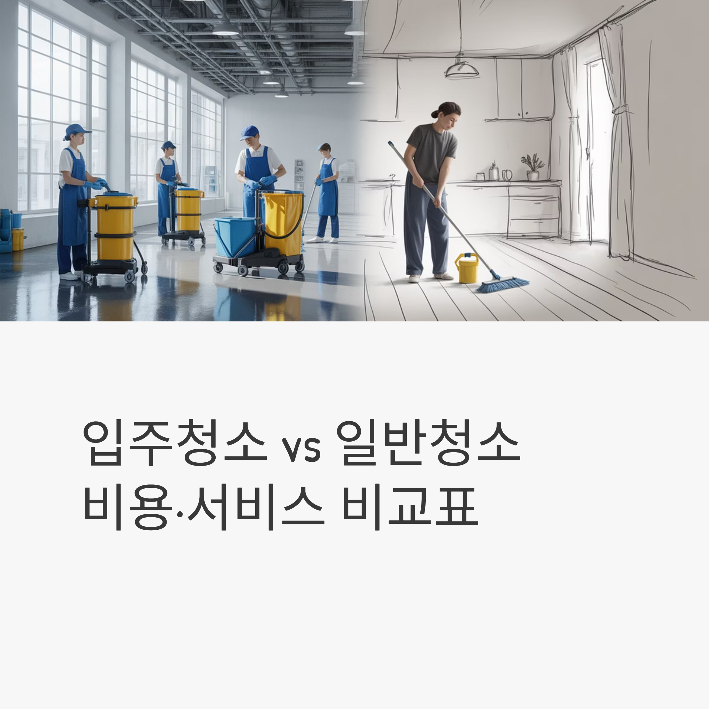 입주청소와 일반청소 비용 및 서비스 대표이미지