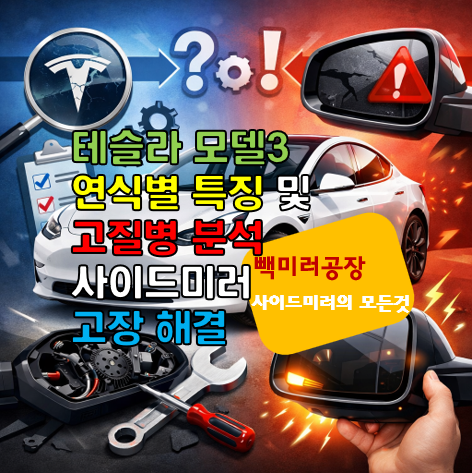 테슬라 모델3 연식별 특징 및 고질병 분석 사이드미러 고장 해결
