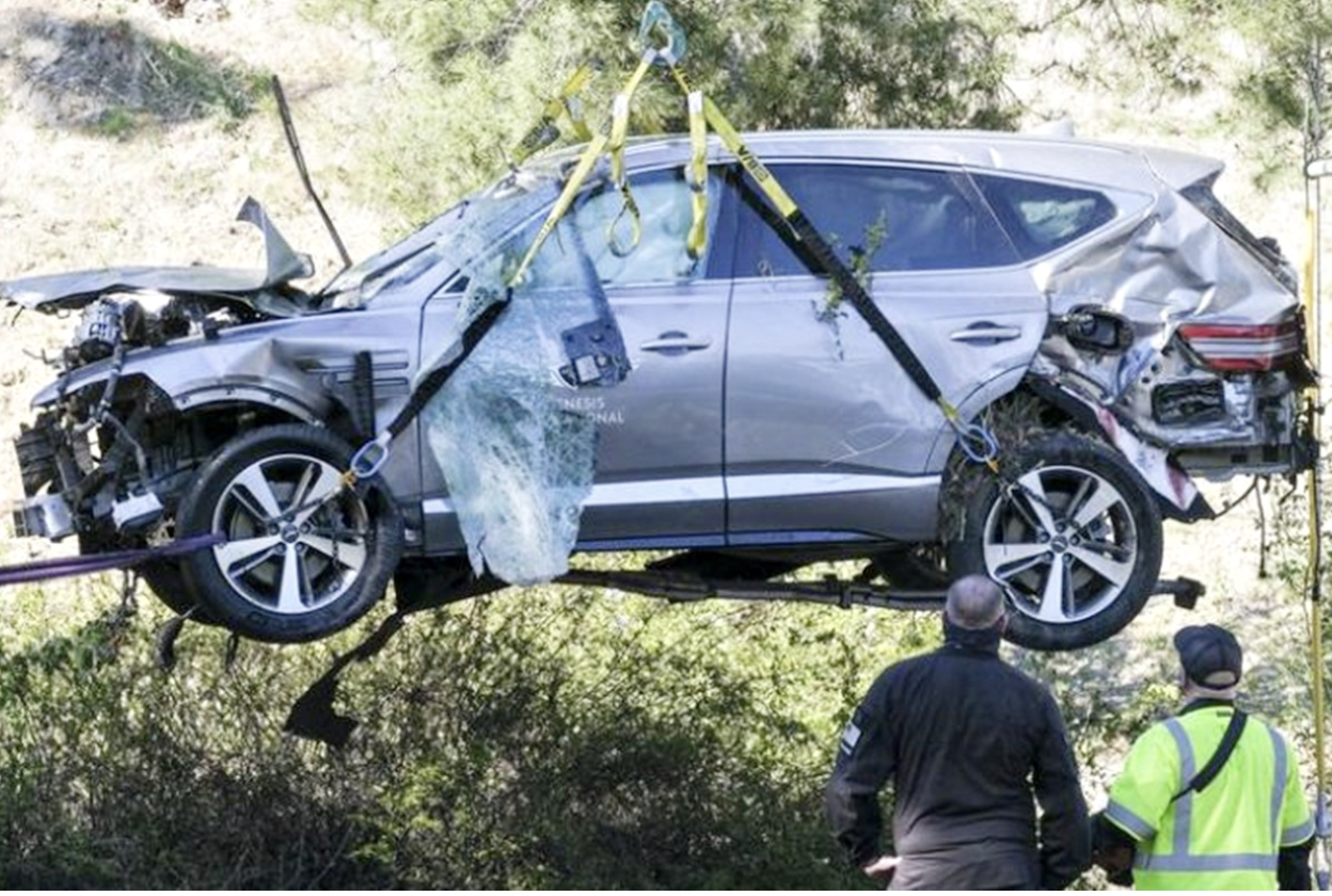 (좌)타이거우즈 사고당시 탑승했던 제네시스 GV80, (우)TGR을 지원하는 제네시스