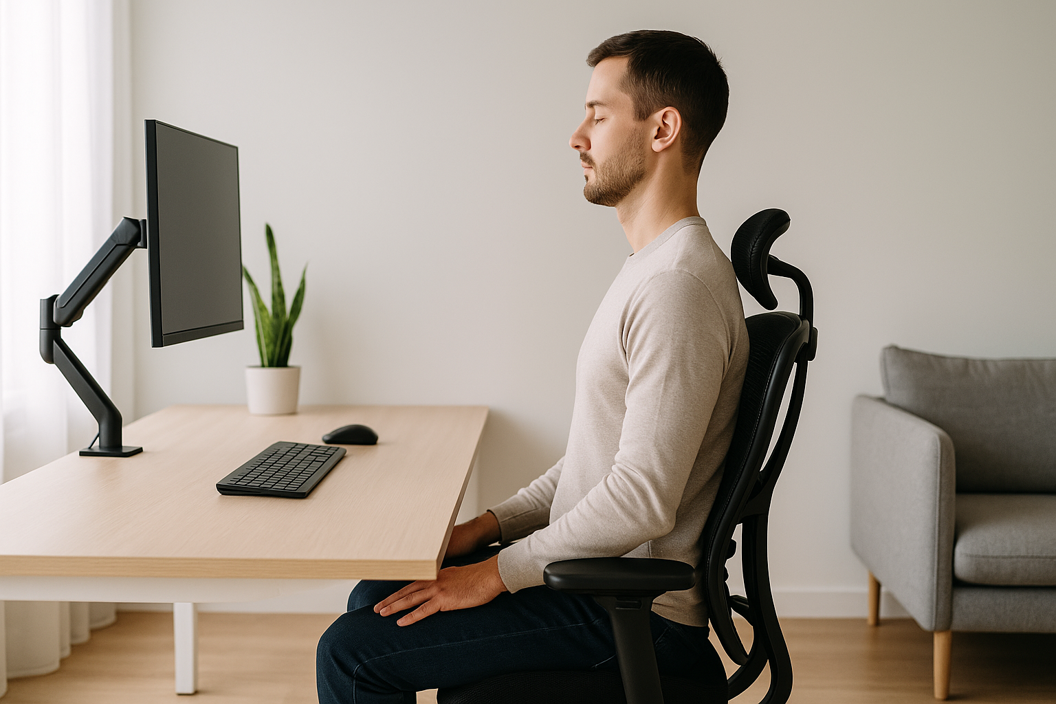 앉아서 일하는 사람을 위한 5분 자세 교정 루틴