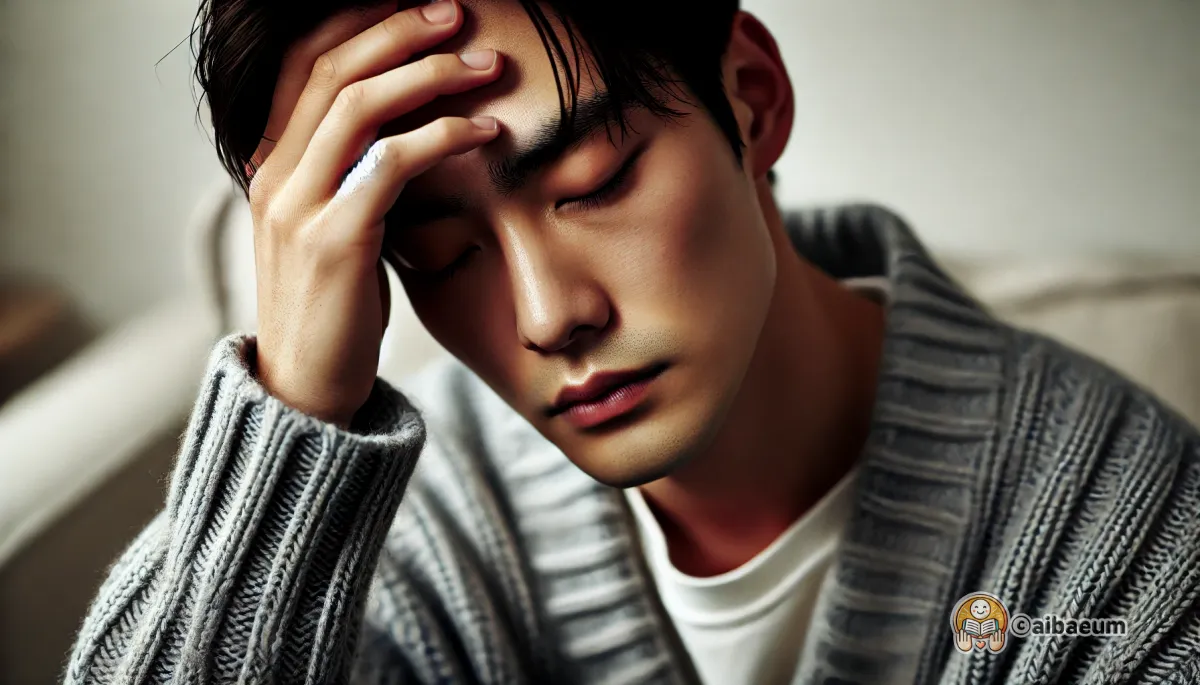 독감으로-인한-두통에-시달리는-남자의모습