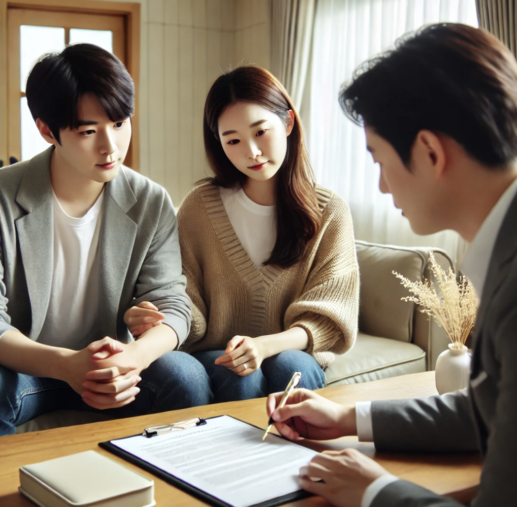 임대 계약을 논의하는 가족