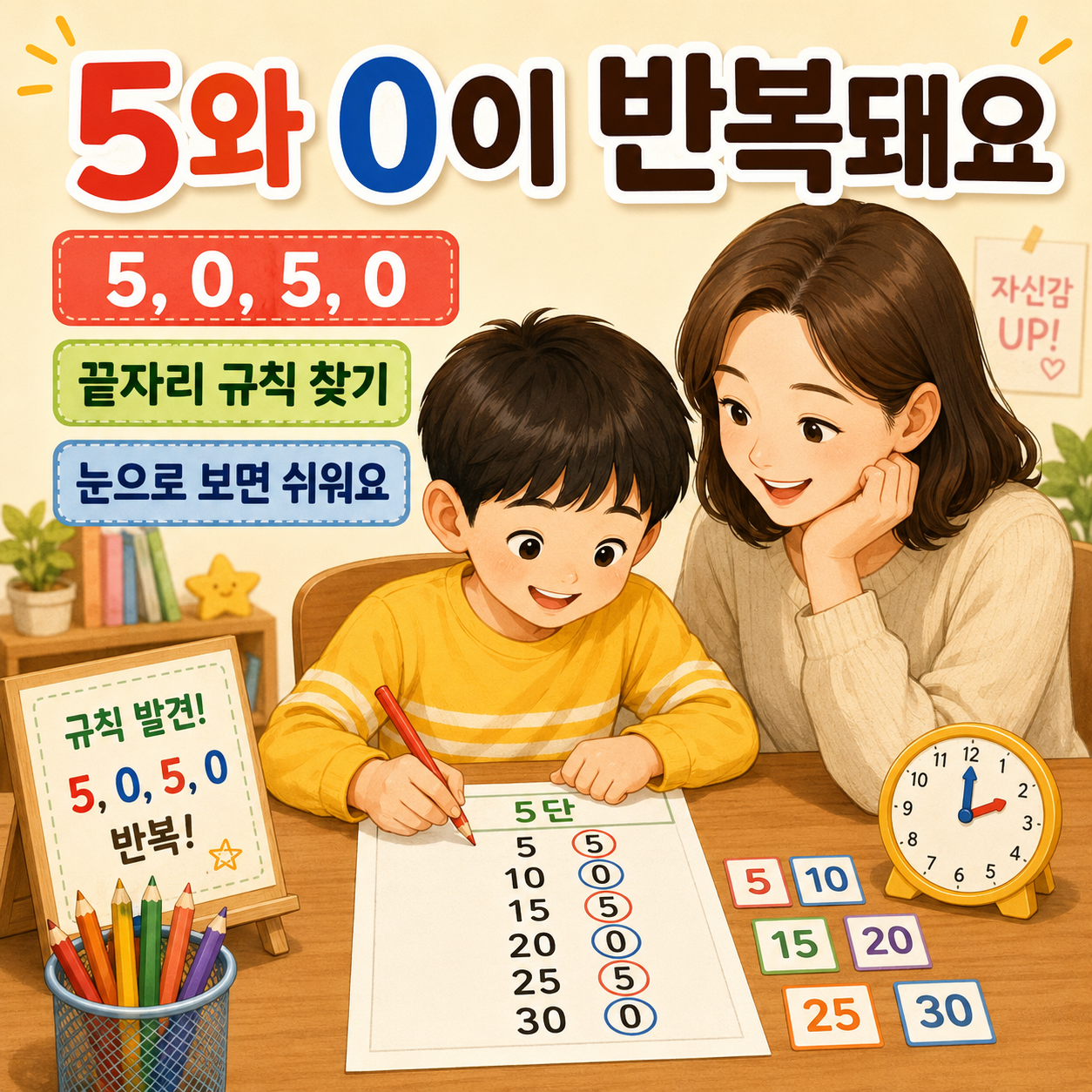 5와 0이 반복되는 흐름을 찾아요