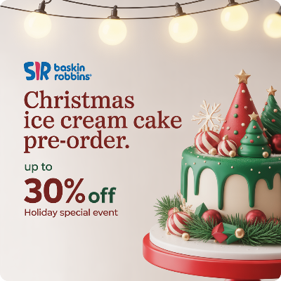 배스킨라빈스 크리스마스 아이스크림 케이크 사전예약 이미지