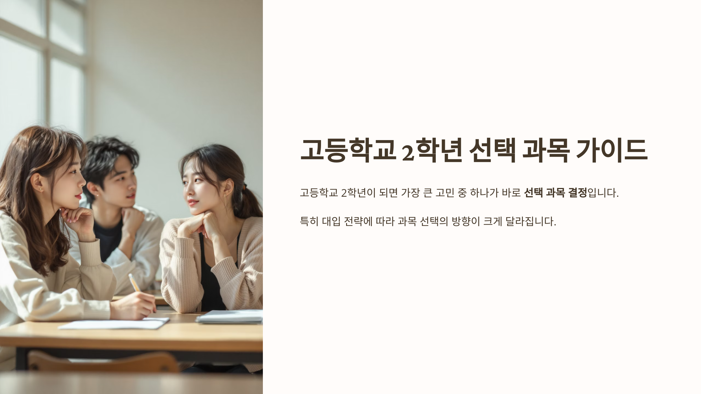 고등학교 2학년 선택 과목 가이드