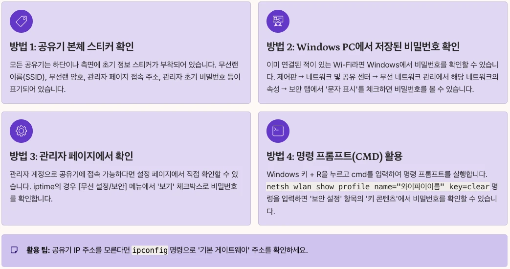 와이파이 비밀번호 찾기 완전 가이드 내용 정리