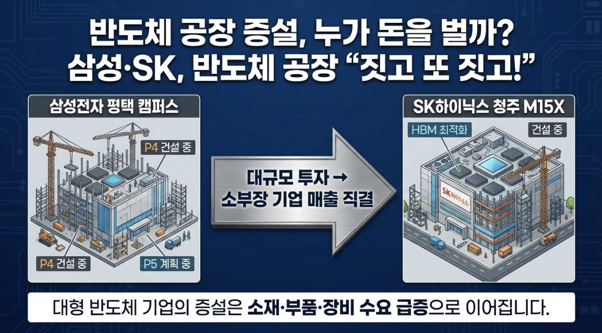 삼성전자 평택 P4·P5 및 SK하이닉스 M15X 증설에 따른 소부장 수혜 구조