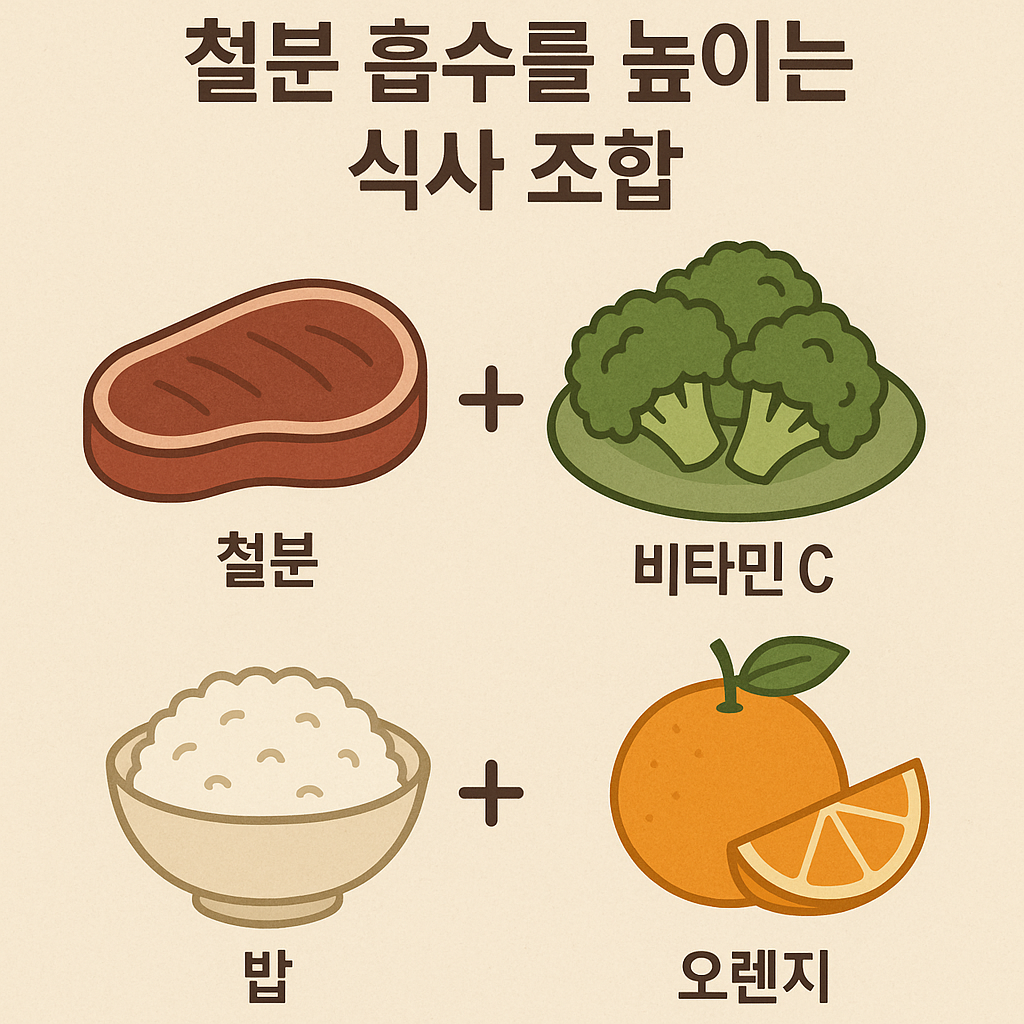 철분 흡수를 높이는 식사 조합