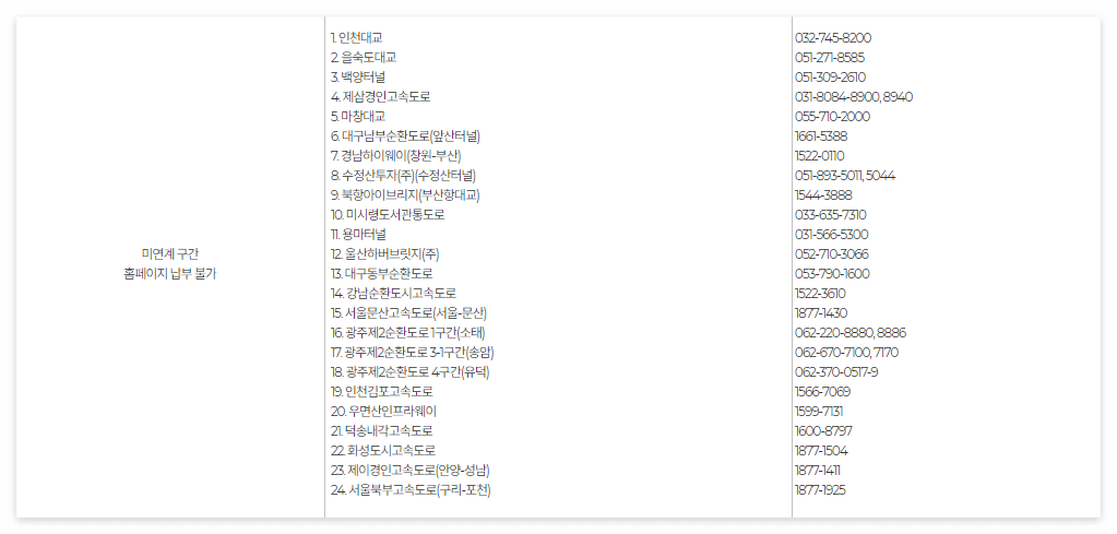 하이패스 미납요금 조회 및 납부