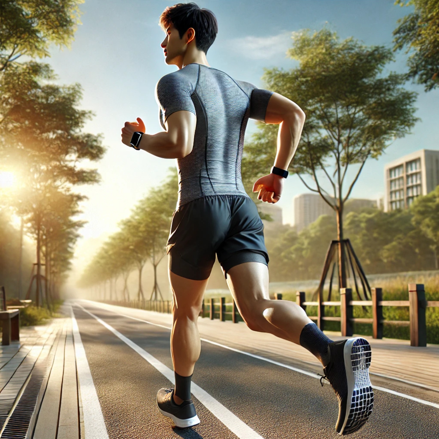 폐 강화를 위해서 달리기 하는 남자 사진