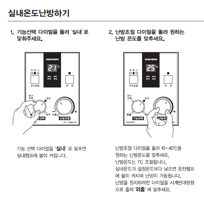 나비엔 보일러 온도조절기 사용법