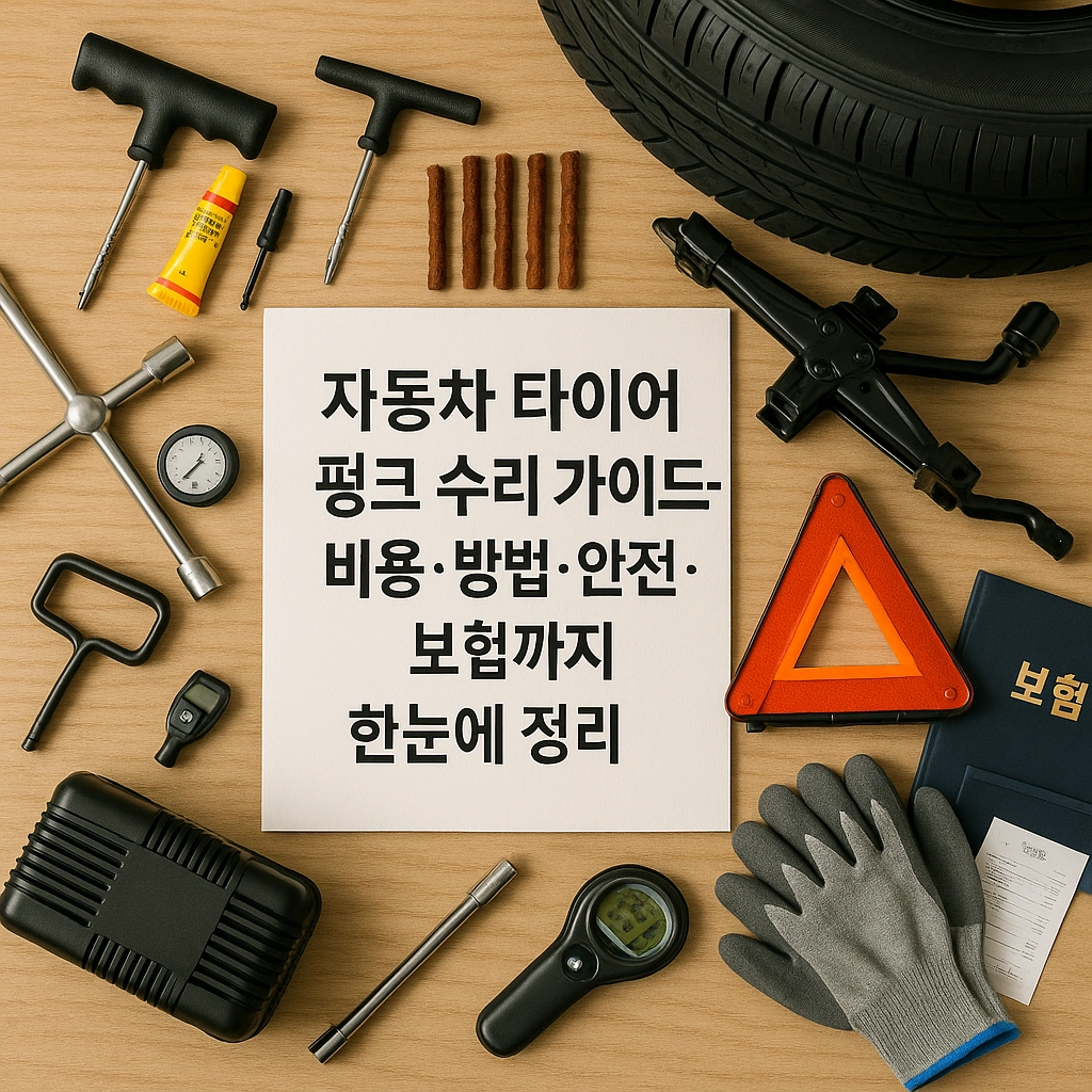 자동차 타이어 펑크 수리 가이드-비용&middot;방법&middot;안전&middot;보험까지 한눈에 정리