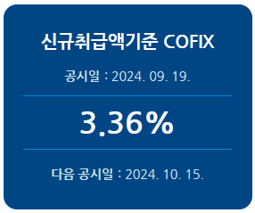 2024년 9월 신규취급액기준 코픽스 기준금리