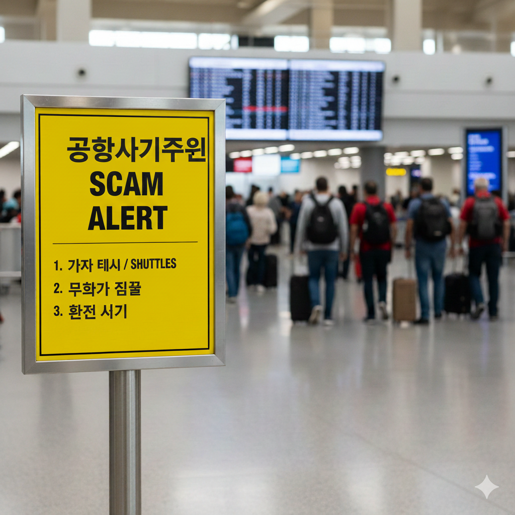 공항 사기 주의 푯말