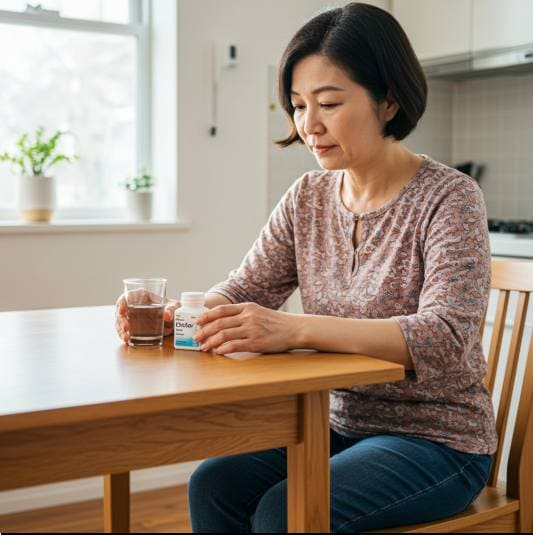 부비동염 치료, 항생제 복용하는 부비동염 여성 환자