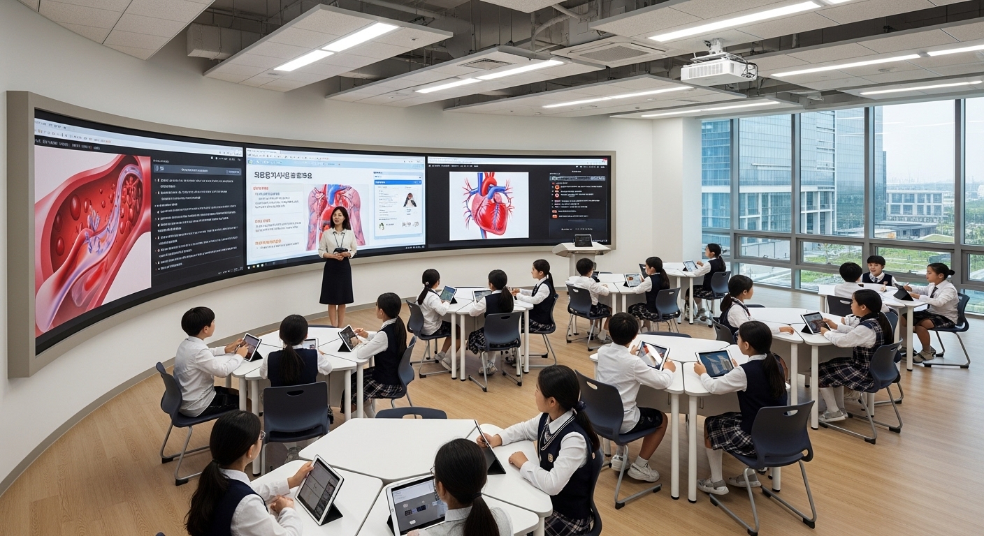 classroom scene in a smart learning environment