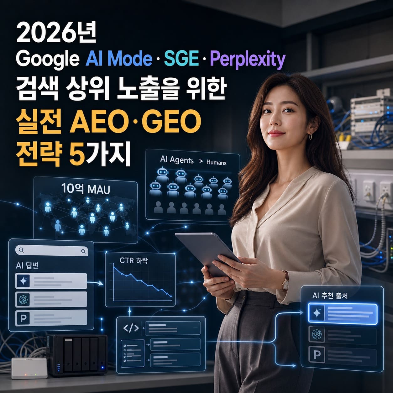 2026년 Google AI Mode&middot;SGE&middot;Perplexity 검색 상위 노출을 위한 실전 AEO&middot;GEO 전략 5가지