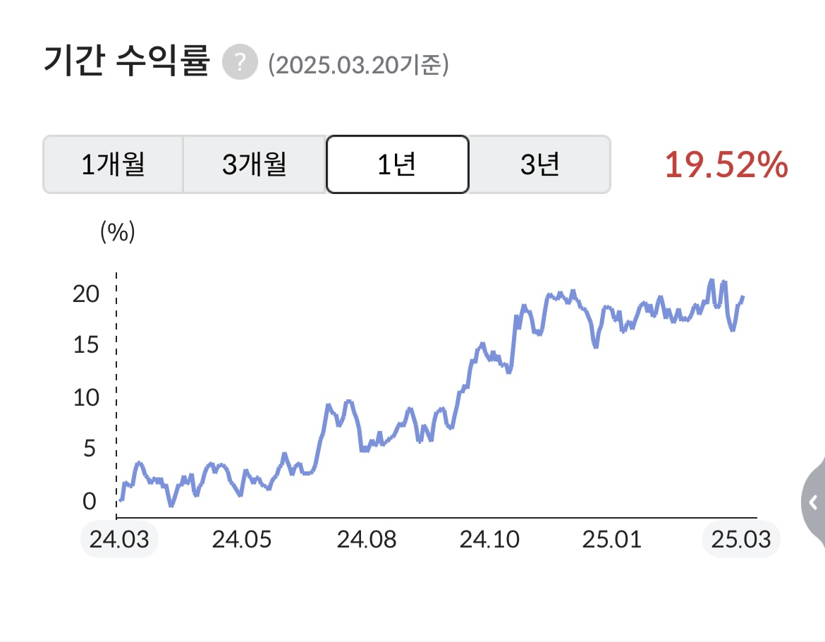TIGER 미국배당다우존스 기간 수익률