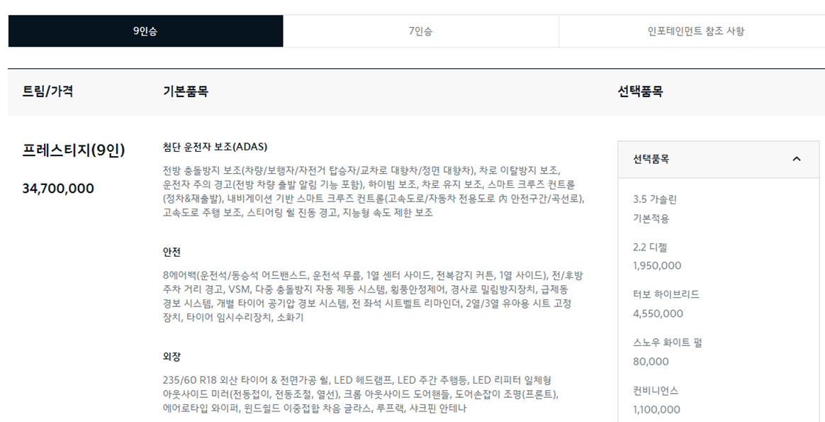 기아자동차 올카니발 신차가격표, 기아자동차 올카니발 디자인, 올카니발 제원, 올카니발 특징