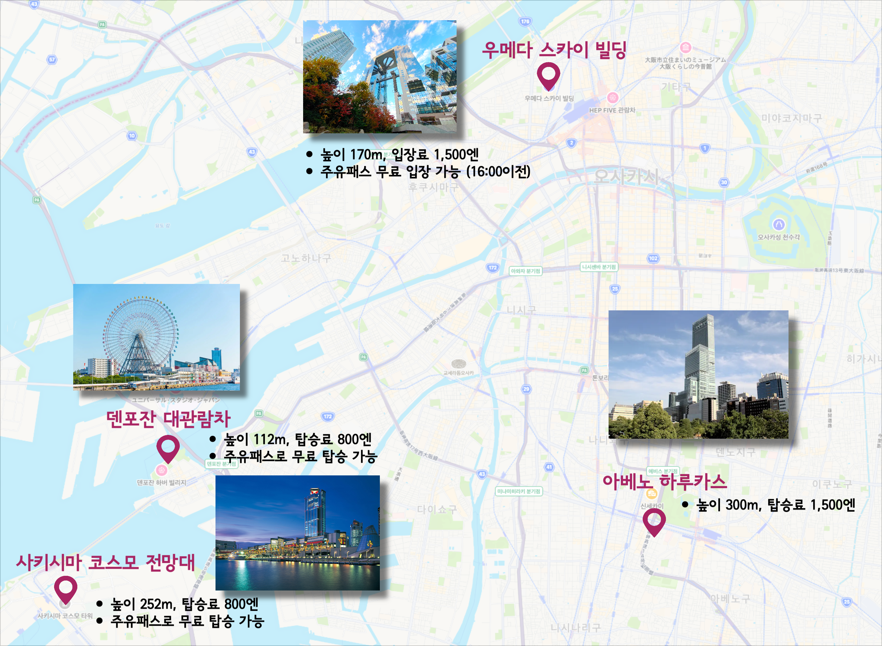 오사카 전망대 지도