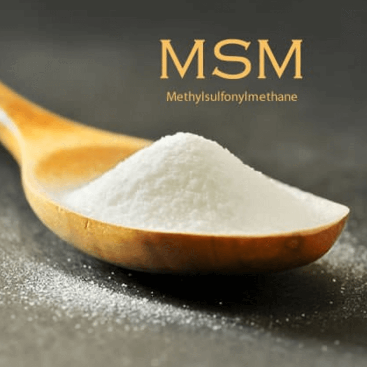 MSM 식이유황 분말가루가 담긴 병