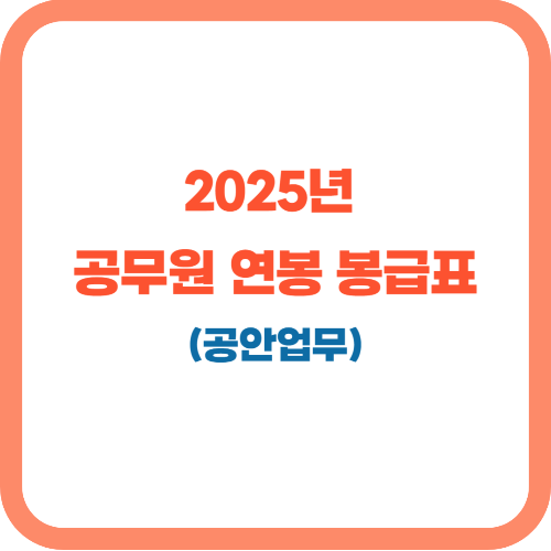 2025년 공안업무 공무원 연봉(교정직,출입국관리,국정원 등 봉급표)