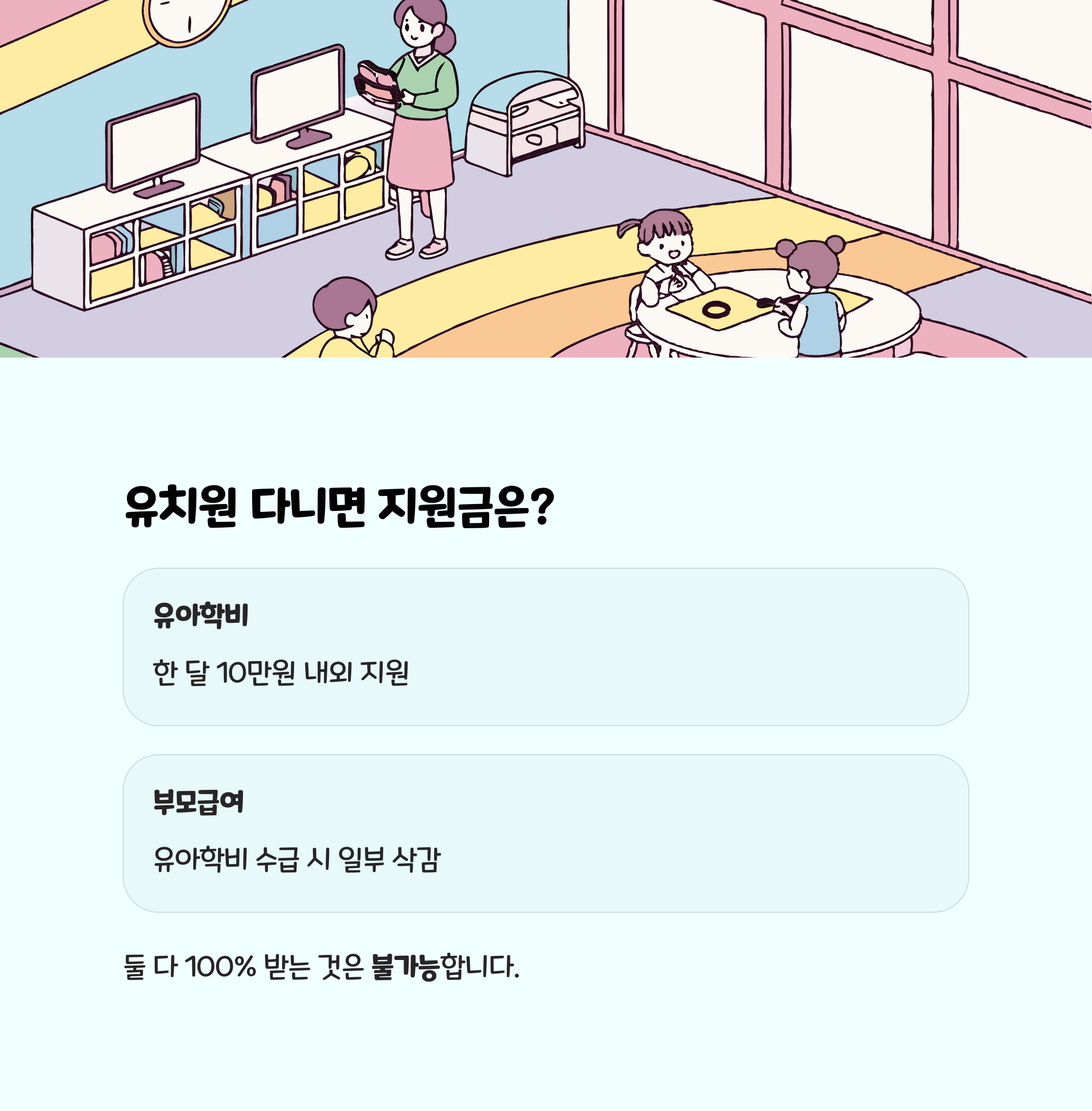 유아학비 &ndash; 지원금 및 부모급여 중복 불가