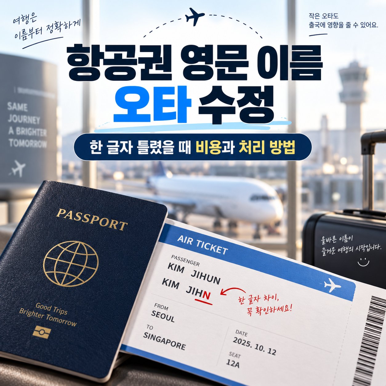 항공권 영문 이름 오타 수정