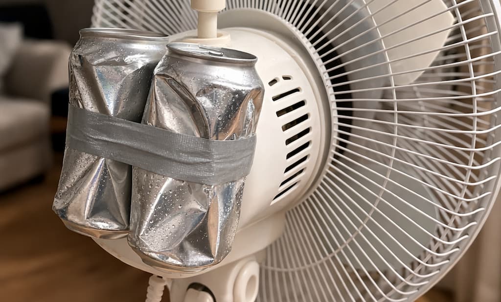 풍기 모터에 알루미늄 캔 부착한 모습