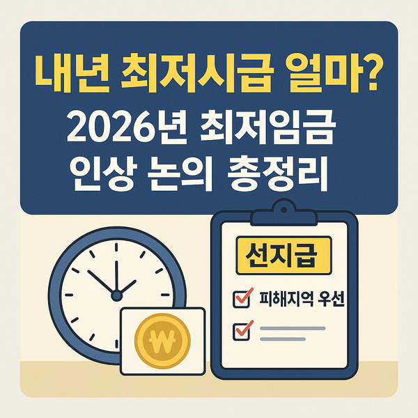 내년 최저시급 얼마?
2026년 최저임금 인상 논의 총정리