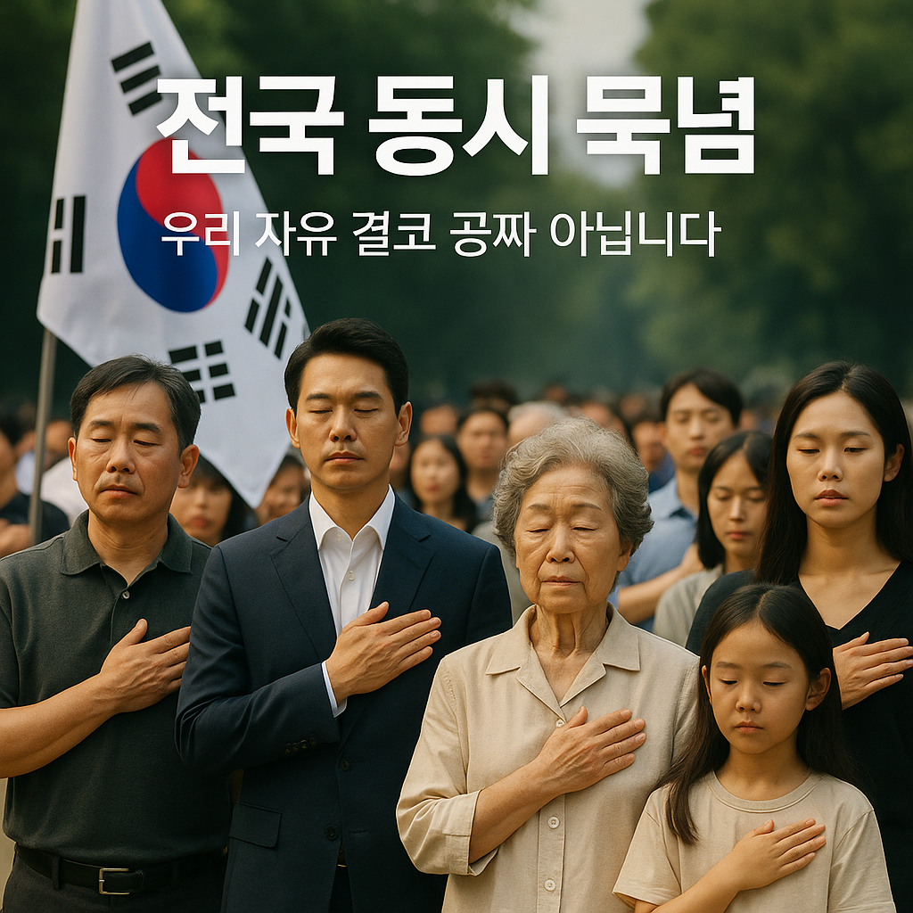 전국에서 동시 묵념에 참여한 시민들 – "우리의 자유는 공짜가 아닙니다."