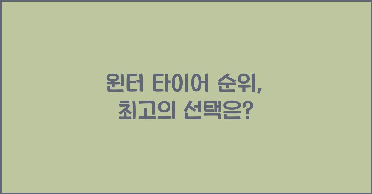 윈터 타이어 순위