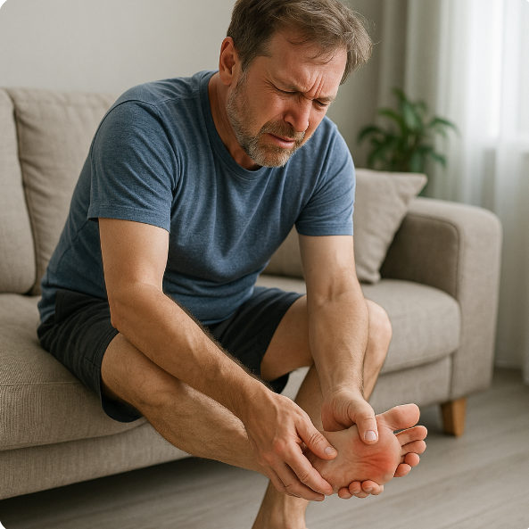 족저근막염을 증상을 겪고 있는사람 사진