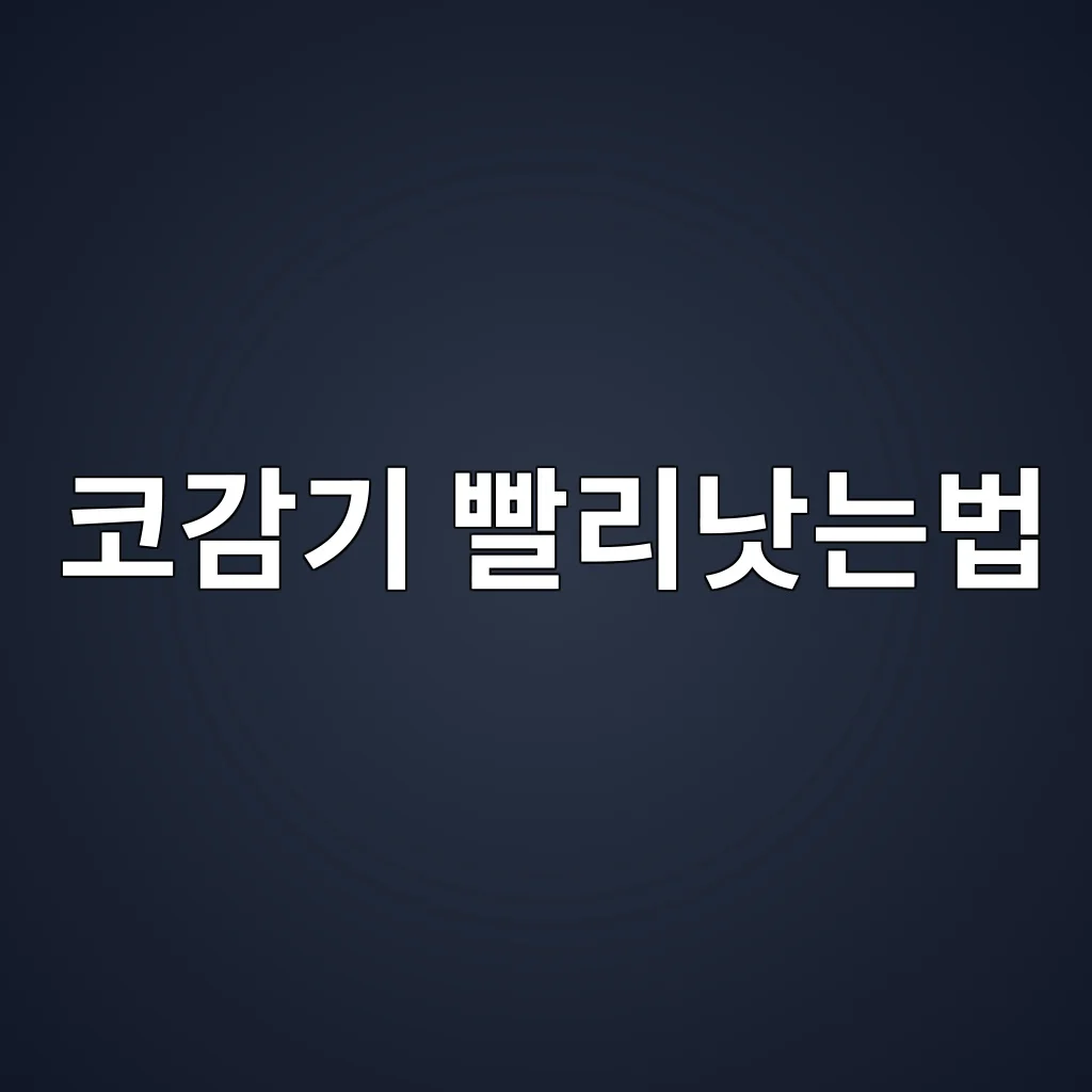 코감기 빨리낫는법