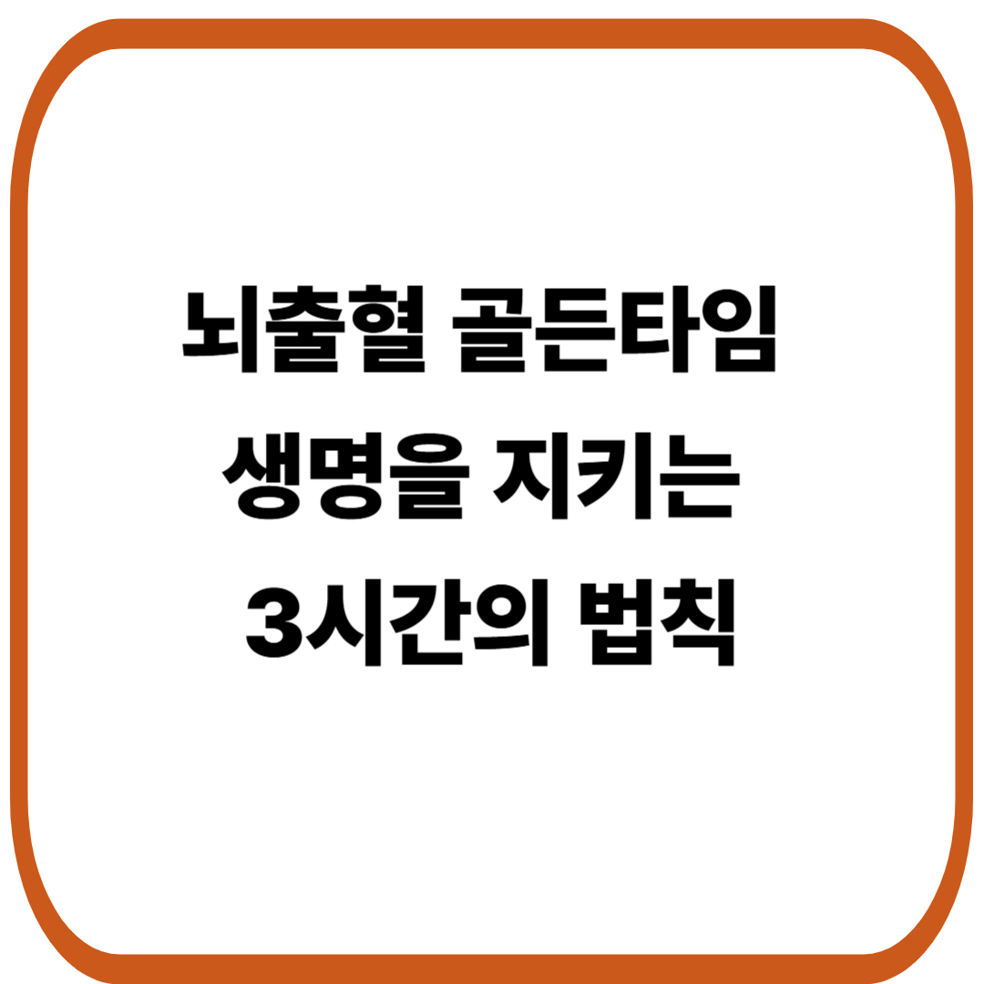 뇌출혈 골든타임 : 생명을 지키는 3시간의 법칙