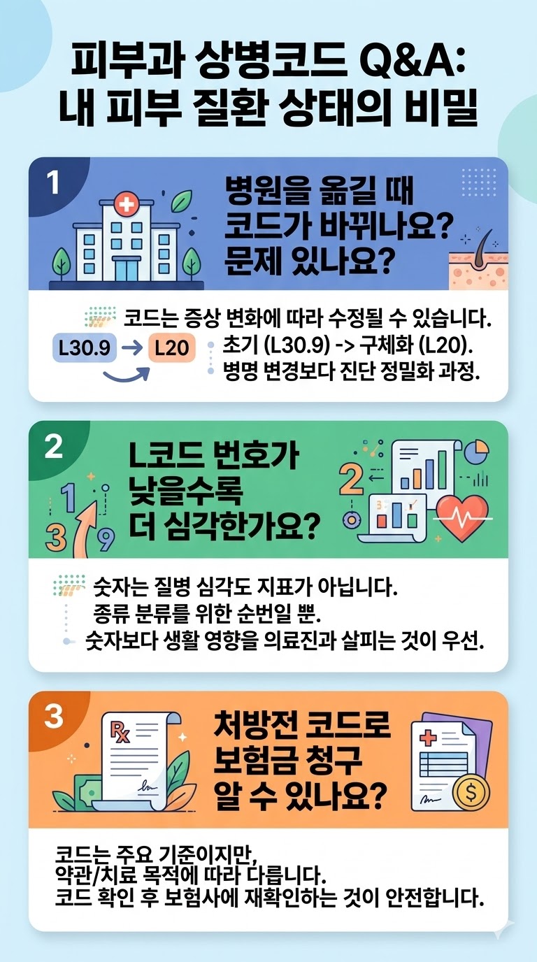피부과 상병코드 Q&A L코드 변경 가능 여부와 보험 관련 이해