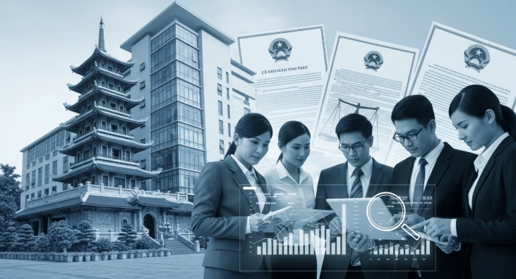 2025년 변경된 베트남 외투법인 외부감사 의무를 설명하는 비즈니스 전문가들