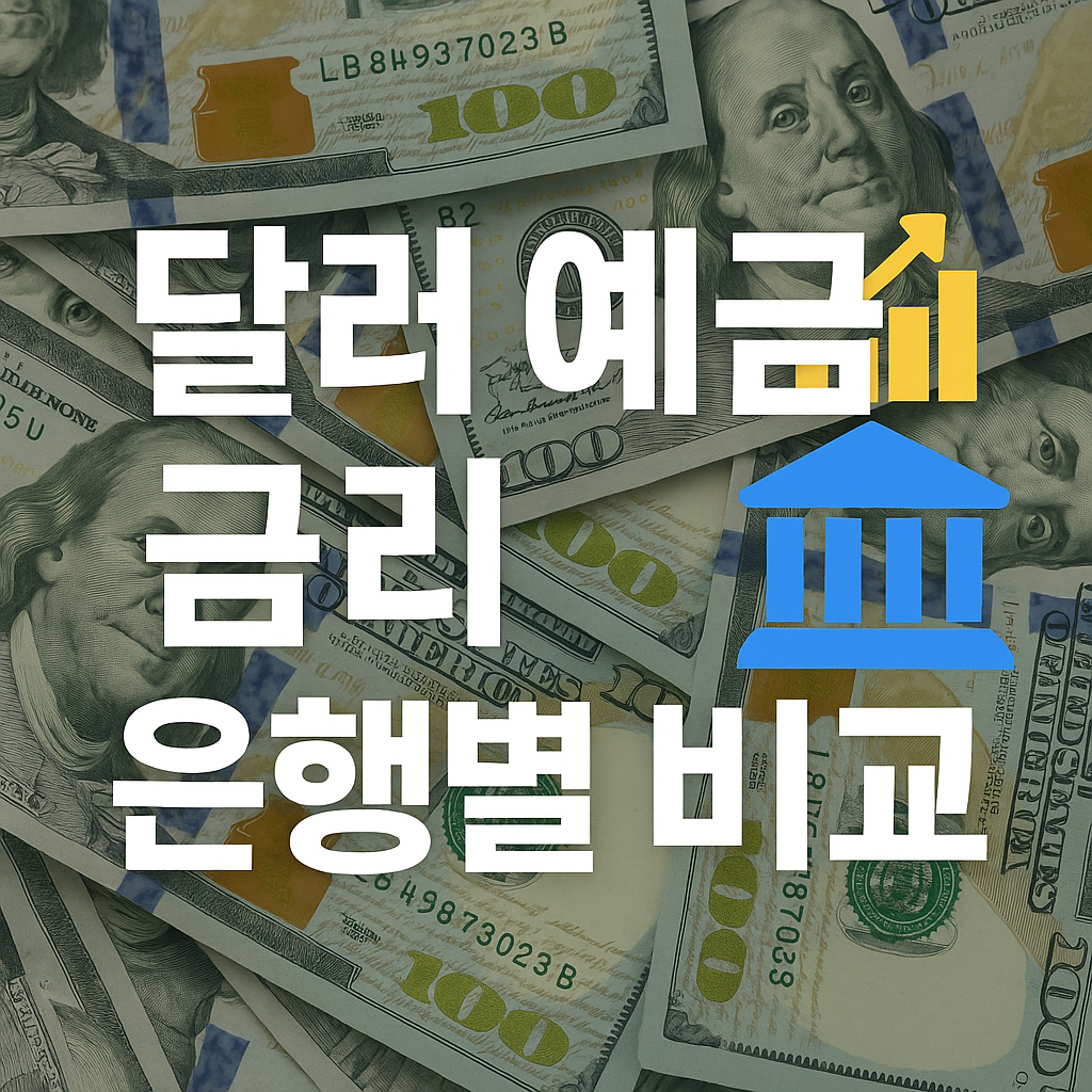 달러 지폐 배경 위에 '달러 예금 금리 은행별 비교'라는 텍스트가 강조된 썸네일 이미지