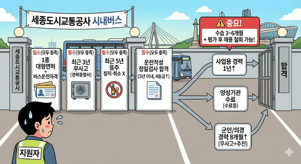 세종도시교통공사 운수직 공통 응시자격 및 30초 자가진단