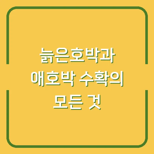 늙은호박과 애호박 수확의 모든 것